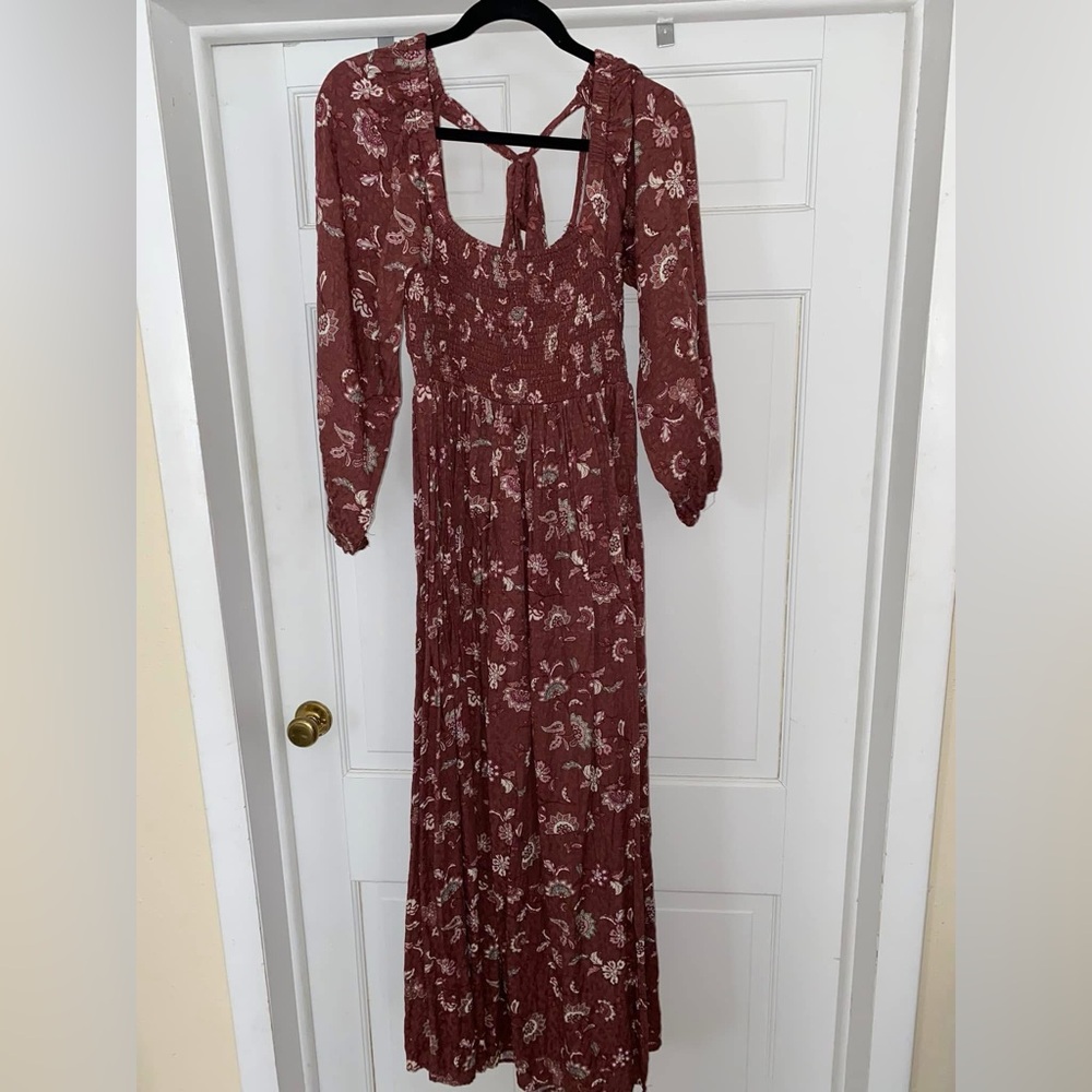 Burgundy Floral Maternity Dress